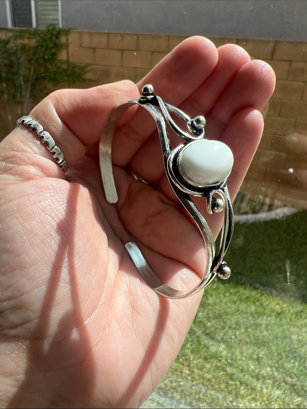 Silver plated White Stone Cuff Bracelet